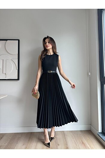 Mooi Butik Vovi̇a Midi Dress 8777 - Black