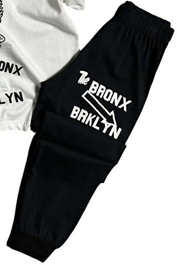 Riccotarz Erkek Çocuk Dinazor ve Kaykay Baskılı Yazı Detaylı Siyah Pijama Takımı