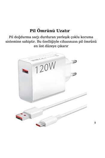 XİRA 120W Turbo Ultra Hızlı Akım Korumalı  Şarj Aleti USB- Type-C Kablo ve Adaptör Şarj Seti