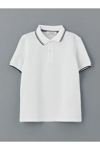 LC Waikiki Lcw Vision White Polo Neck Textured Boy's T-Shirt