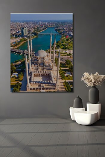 Teona Ahşap Adana Sabancı Merkez Camii ve Manzara Ahşap Dekoratif Dikdörtgen Ev,İşyeri Duvar Tablo
