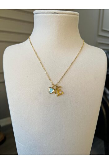 Store Letter E Necklace - with Heart Charm and Chain