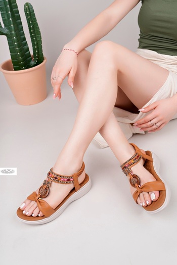 Demashoes Anatomical Orthopedic Sole Stone Luxury Daily Women's Sandals Brown