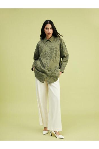 LC Waikiki Lcw Modest Floral Oversize Poplin Women's Shirt Tunic