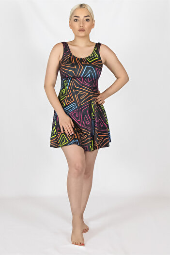 My-o Women's Dress - Patterned Swimsuit with Shorts 38-52 Sizes