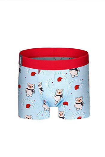 inkasole Erkek Dijital Baskılı Ayıcık Desenli Yılbaşı Boxer 0004