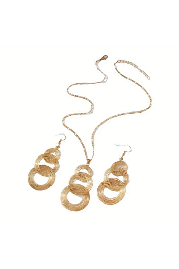 GIFTPALACE Geometric Pattern Long Necklace and Earrings Set