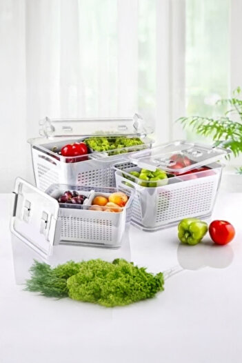 Arar Home 5 Liter Strainer Compartment Organizer Refrigerator Airtight Storage Container