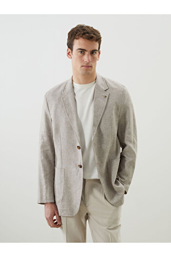 LC Waikiki Brown Standard Fit Linen Look Men's Blazer Jacket