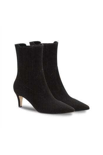 Vario Süet Sivri Burun İnce Topuk Kadın Bot Siyah Süet (BLACK SUEDE)