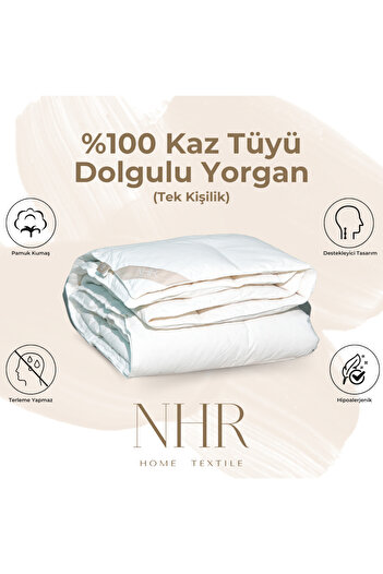 NHR 100% Goose down Filling, 90% Gıdik Antibacterial, Heat Balancing, Single Duvet / 155X215