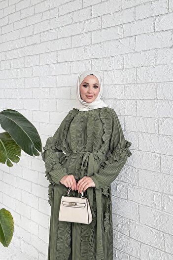Melike Tatar Haki Pleated Detail Dress 32-3027-1