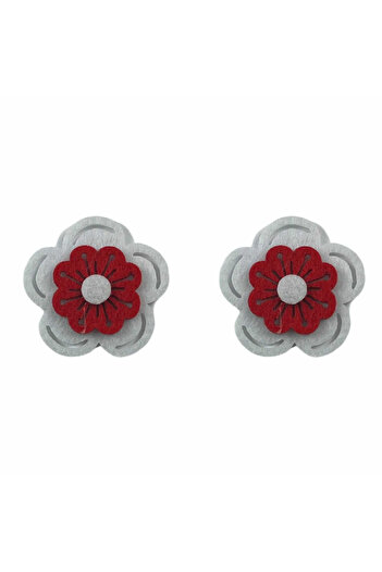 Micostore Felt flowers, with adhesive, red/white, 4 cm, 2 pcs/set, art & craft accessories for children
