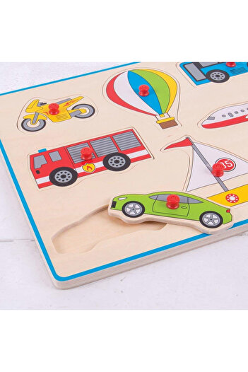 BigJigs Puzzle din lemn incastru - Vehicule