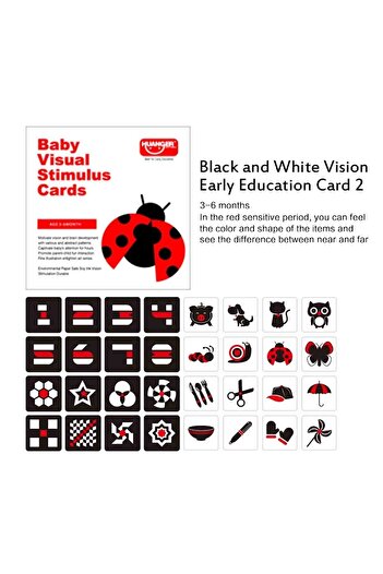 Micostore Set 16 Carduri Stimulare Vizuala Bebe 3 - 6 Luni, Cartonase Bebelusi Cu Imagini Alb,negru Si Rosu