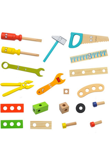 Micostore Wooden Tool Kit for Kids, Workbench with Tools, Screwdriver, Patent, Wrench