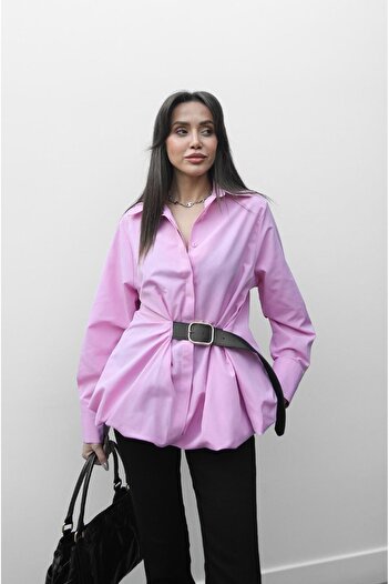 Havoş Pink Belt Detailed Shirt