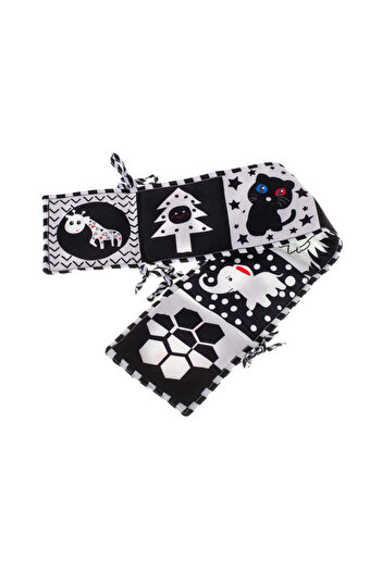 Micostore Carte Senzoriala Bebelusi, Imagini Alb - Negru Si Contrast, 15.5 X 15 X 3 Cm Si Protectie De Patut