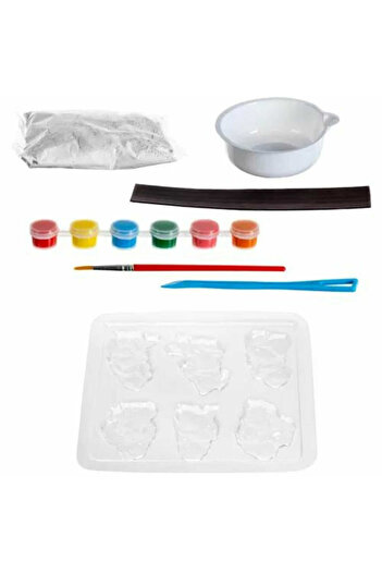 Micostore Plaster Figurines for Painting for Children, Complete Kit with Fridge Magnet, Mermaid Model