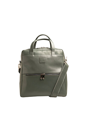 Exacompta Leather Bag For 14" Laptop, Feminine Model, Elegant And Modern, Office Style, Gray Color