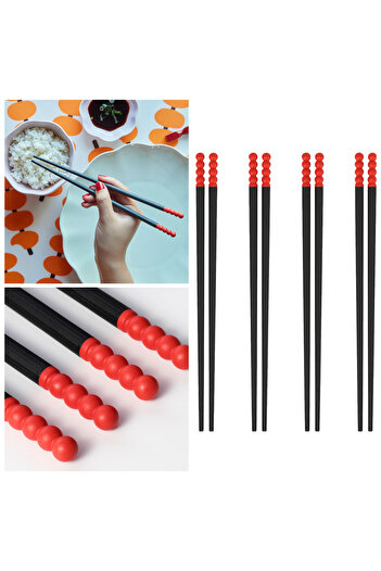 IKEA 4 Pairs Red-Black Washable Chopsticks Japanese-Che Chopsticks 24 cm Long