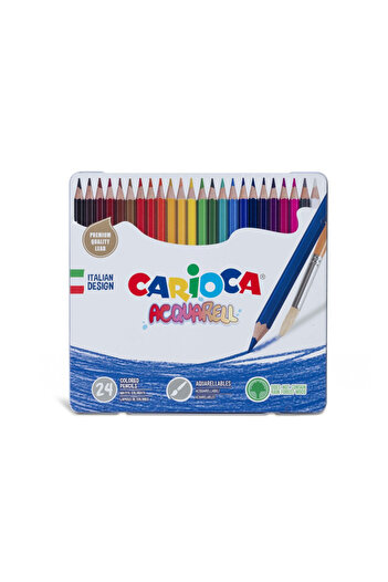 CARIOCA Colored Pencils With Watercolor Effect, Aquarell 24/set, In Metal Box