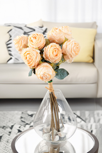 Yapay Çiçek Deposu Artificial Lux 8Pcs Dry Model Rose Bouquet 40 cm Salmon