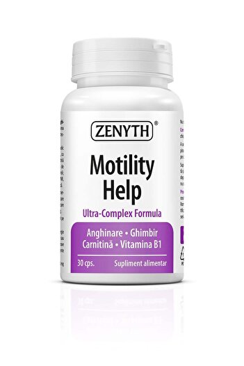 ZENYTH Motility Help, 30 Capsules, Digestion, Intestinal Motility, Artichoke, Ginger, Carnitine, Vit B1