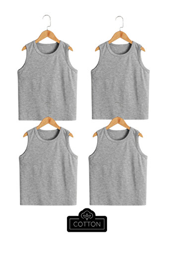 ROSAMİNA Boy's Cotton Gray 4-Piece Undershirt
