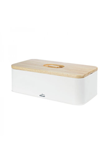 Lacor Carbon steel bread box with rubberwood lid, 42x22.5x12.5 cm