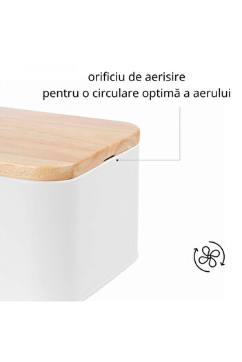 Lacor Carbon steel bread box with rubberwood lid, 42x22.5x12.5 cm