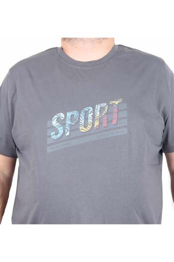 Starbattal Men's Big Size Crew Neck T-Shirt Sport 25162 Fume