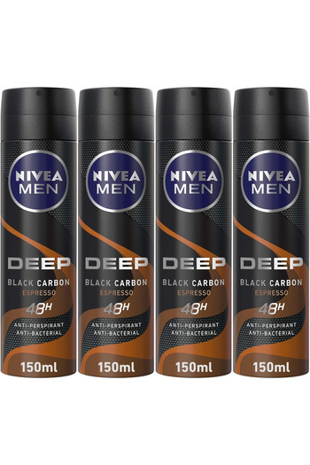 NIVEA Men Antiperspirant Spray DeeP Black Carbon Antibacterial Espresso Scent 150ml X 3