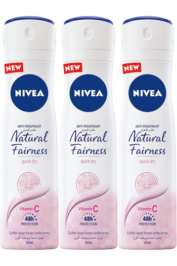 NIVEA Natural Fairness Women Anti Perspirant Spray 150 ML X3
