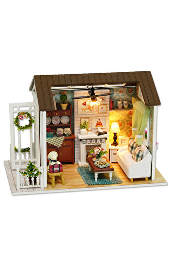 Choice 8008-A Kitten Mini Wooden Doll House Model Building Kits Toy Home Kit Creative Room Bedroom Decorati