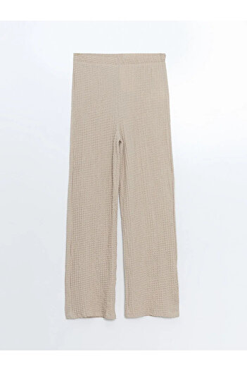LC Waikiki Lcwaikiki Classic Gray Elastic Waist Textured Women's Trousers