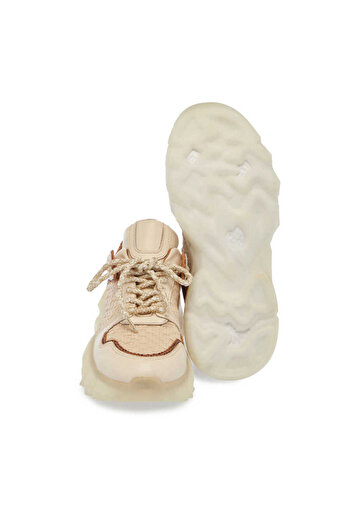 Tergan Ekru Deri-vegan Kadın Sneaker - K24ı1ay67342-r90