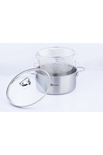 BYKARDELEN Fryer Stainless Steel Pot with Lid No:22 Inox