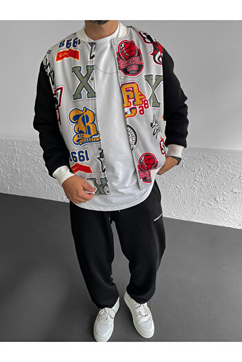 BYBASICMAN Gray Basketball Printed College Jacket Jj-322