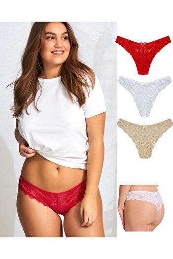 GECKO COLLECTION Brazilian Lace Women's Panties 3-Pack