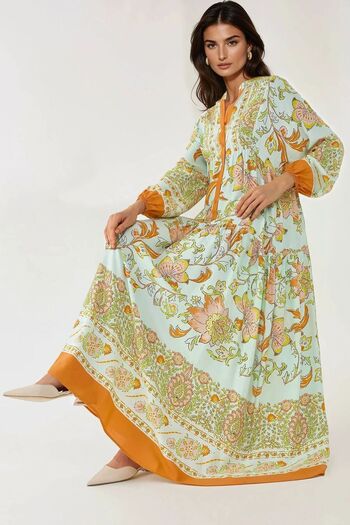 Hiccup Printed Long Sleeve Viscose Maxi Dress