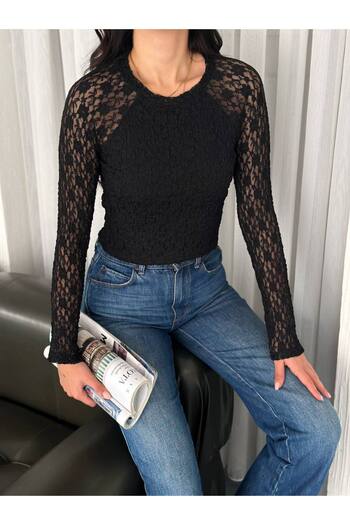 Noa Noa Raglan Sleeve Lace Blouse
