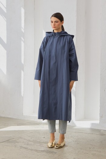 QANU Hooded Oversize Raincoat Indigo