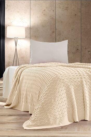 DOUX HOME Linda Knitwear Bedspread Single 180 X 230 (Stone) -