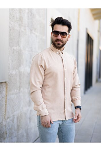 Gameyal Classic Collar Button Detailed Loose Linen Shirt