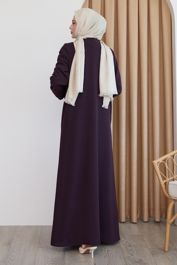 InStyle Pul Desenli Düz Mor Ferace