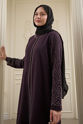 InStyle Nakışlı Kapak Detay Mor Ferace