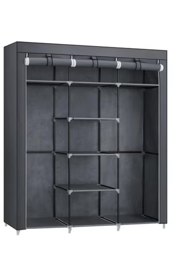 ALMUFARREJ Portable Clothes Closet, Fabric Wardrobe , 9 Storage Shelves, Storage Organizer, Gray 150x45x175cm