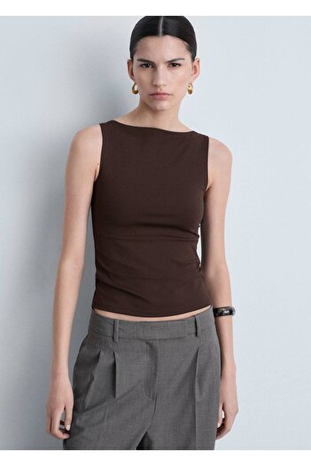 MANGO Woman Boat Neck Suspender Blouse