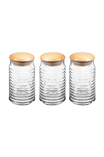 Paşabahçe 43173 3-Piece Babylon Vacuum Glass Jar Set with Lid